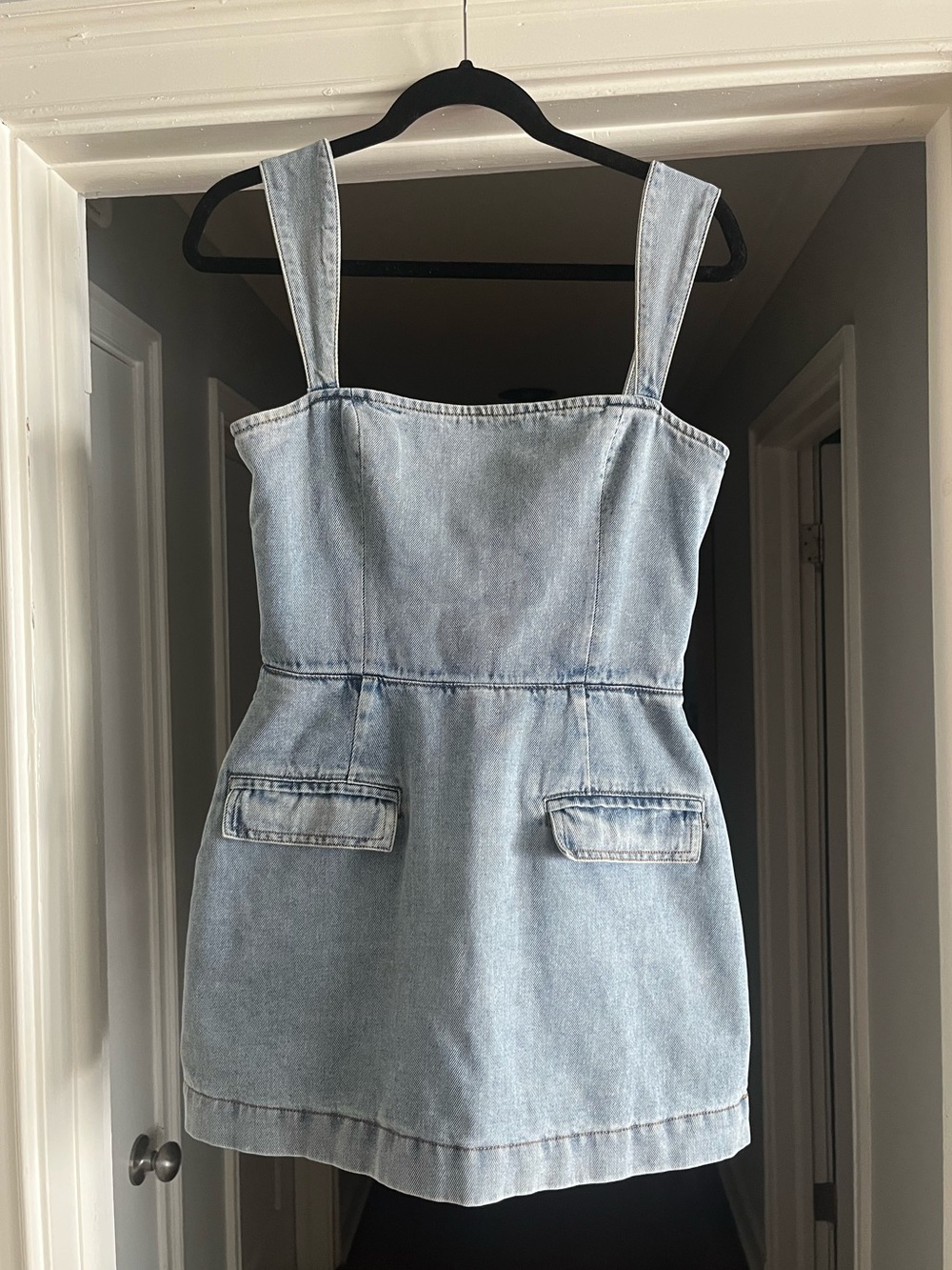Amanda Uprichard Bethany Blue Denim Skort Romper Dress